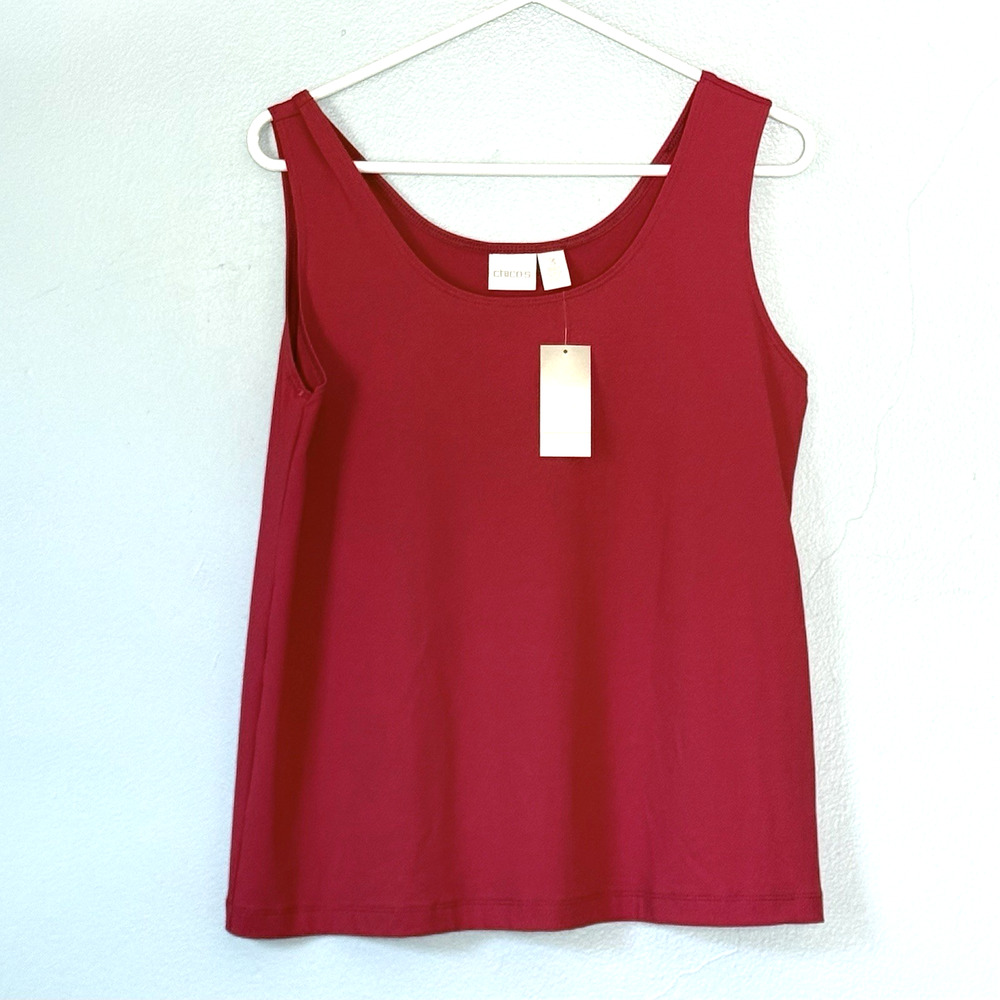 Chicos Tank Top Womens Size XL Red Shell Classic Capsule Wardrobe Colorful NEW